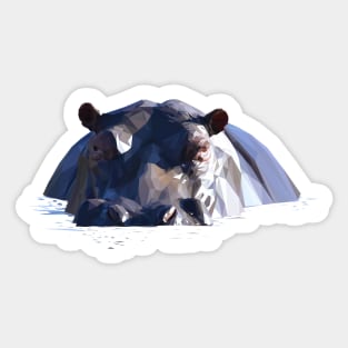 Low Poly Hippo in Water Sticker